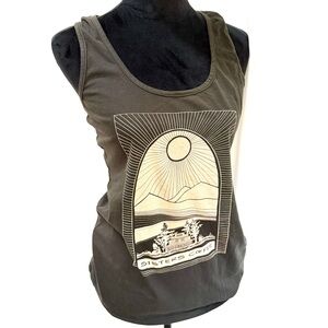 Sisters Coffee Graphic Tank Top, Black and White, Size M